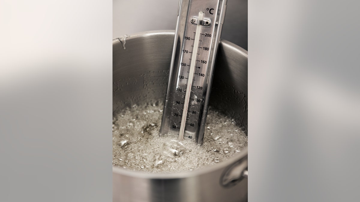 thermometer in a boiling pot