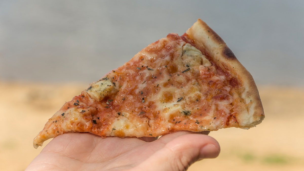 Fast food, pizza, on the beach