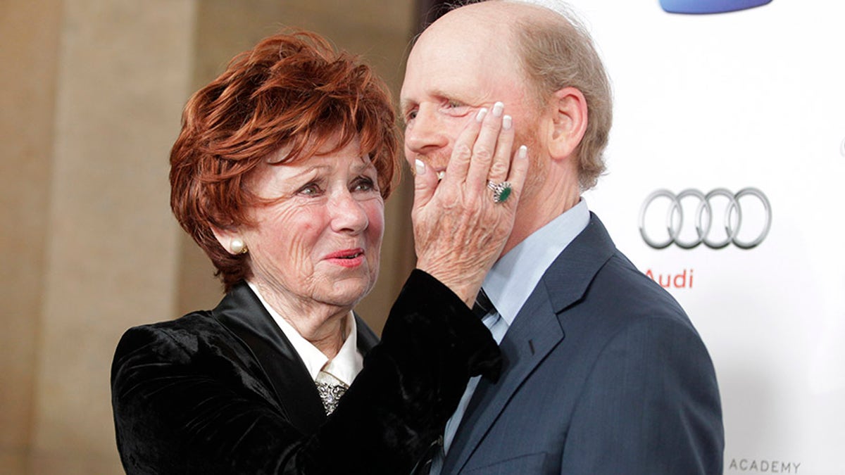 Director and actor Ron Howard,Hall of Fame inductee, poses with his former TV co-star Marion Ross from their series 