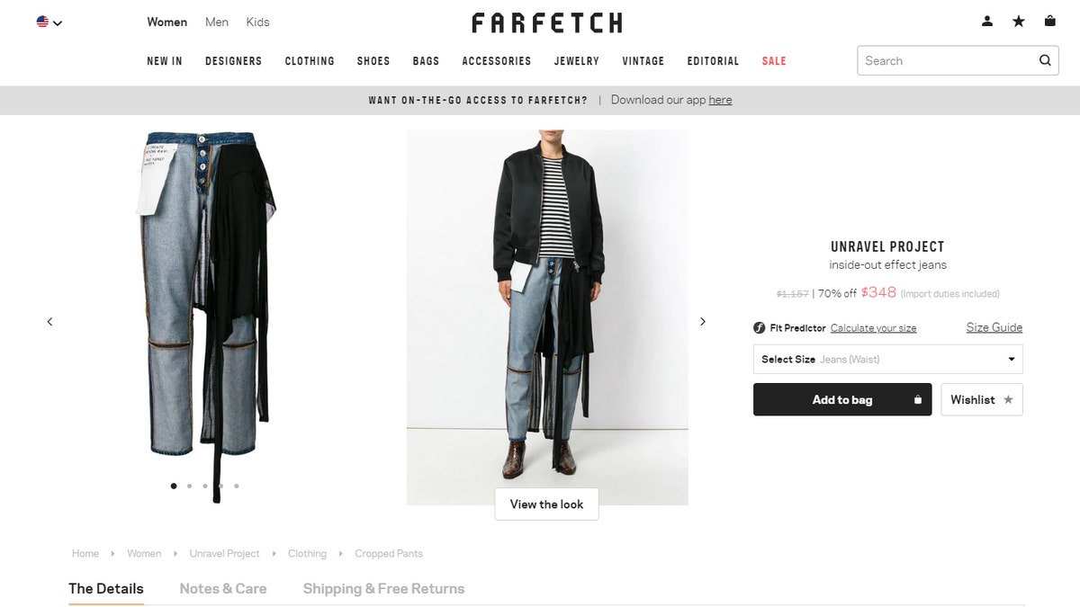 inside-out jeans, farfetch.com