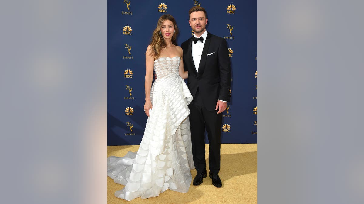 Jessica Biel, left, and Justin Timberlake arrive at the 70th Primetime Emmy Awards on Monday, Sept. 17, 2018, at the Microsoft Theater in Los Angeles. (Photo by Jordan Strauss/Invision/AP)