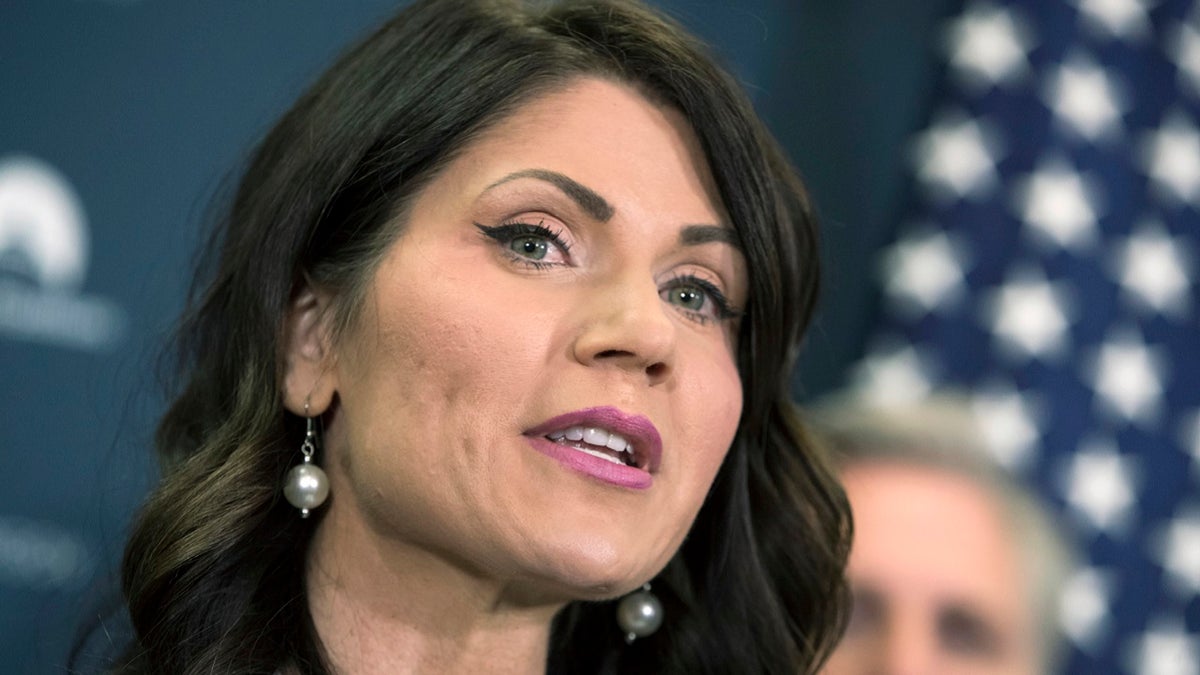 FILE - In this Dec. 5, 2017 file photo, Rep. Kristi Noem, R-S.D., and South Dakota gubernatorial candidate, speaks on Capitol Hill in Washington. Noem and state Attorney General Marty Jackley are competing for the Republican nomination for governor in the June 5, 2018, primary. (AP Photo/J. Scott Applewhite, File)