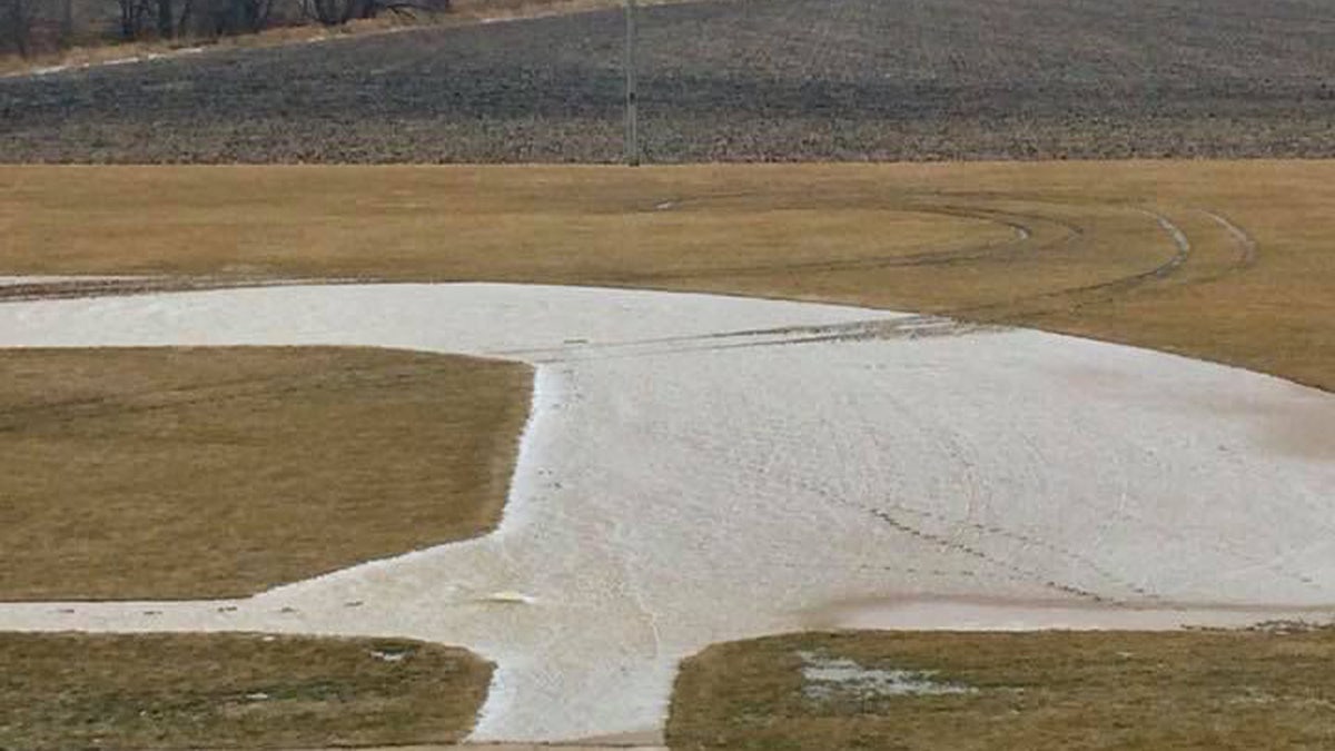 Tire track damage can be seen on the "Field of Dreams" movie site in Dyersville, Iowa