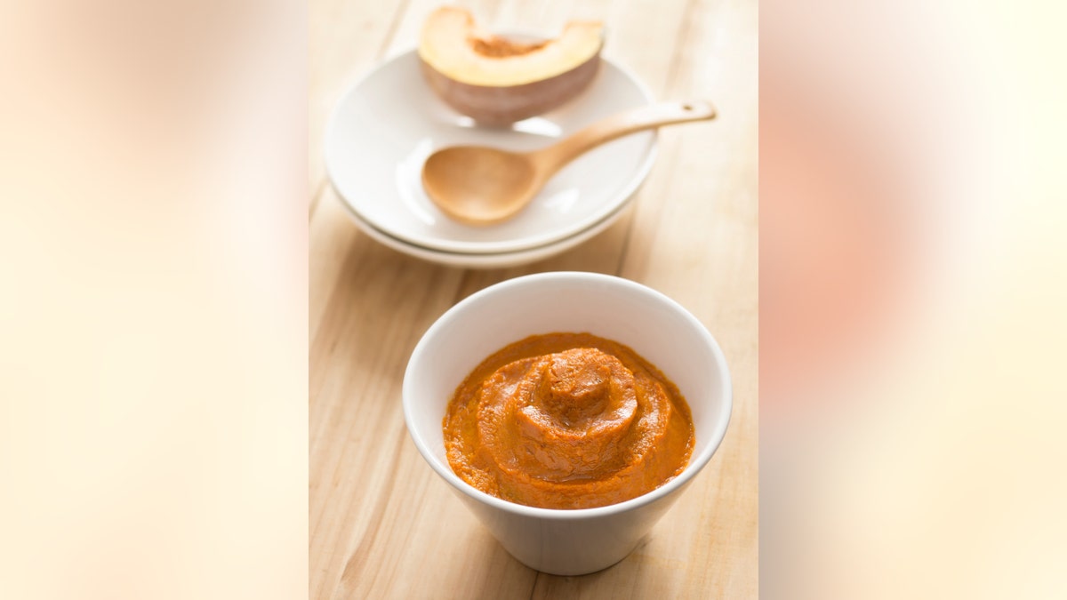 close up of a bowl of pumpkin mash