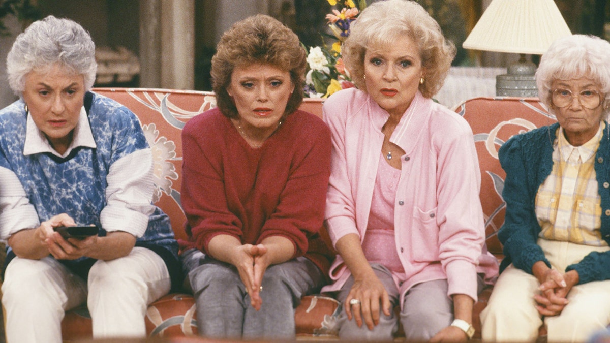 Pictured: (l-r)  Bea Arthur as Dorothy Petrillo-Zbornak, Rue McClanahan as Blanche Devereaux, Betty White as Rose Nylund, Estelle Getty as Sophia Petrillo on 