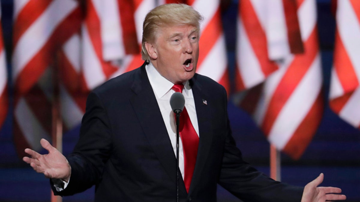 Republican Presidential Candidate Donald J. Trump speaks during the final day of the Republican National Convention in Cleveland, Thursday, July 21, 2016. (AP Photo/J. Scott Applewhite)