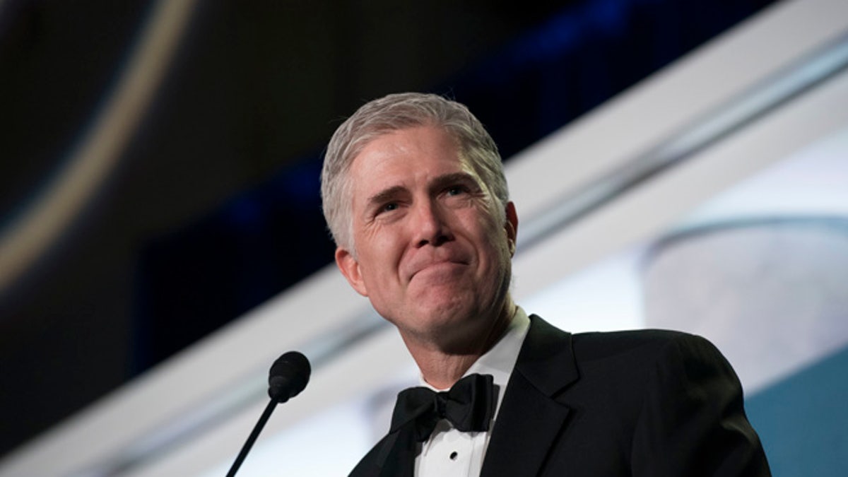 Supreme Court Associate Justice Neil Gorsuch speaks at the Federalist Society's 2017 National Lawyers Convention in Washington