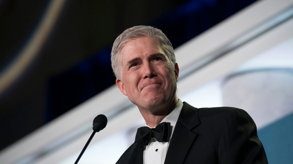 Supreme Court Associate Justice Neil Gorsuch speaks at the Federalist Society's 2017 National Lawyers Convention in Washington