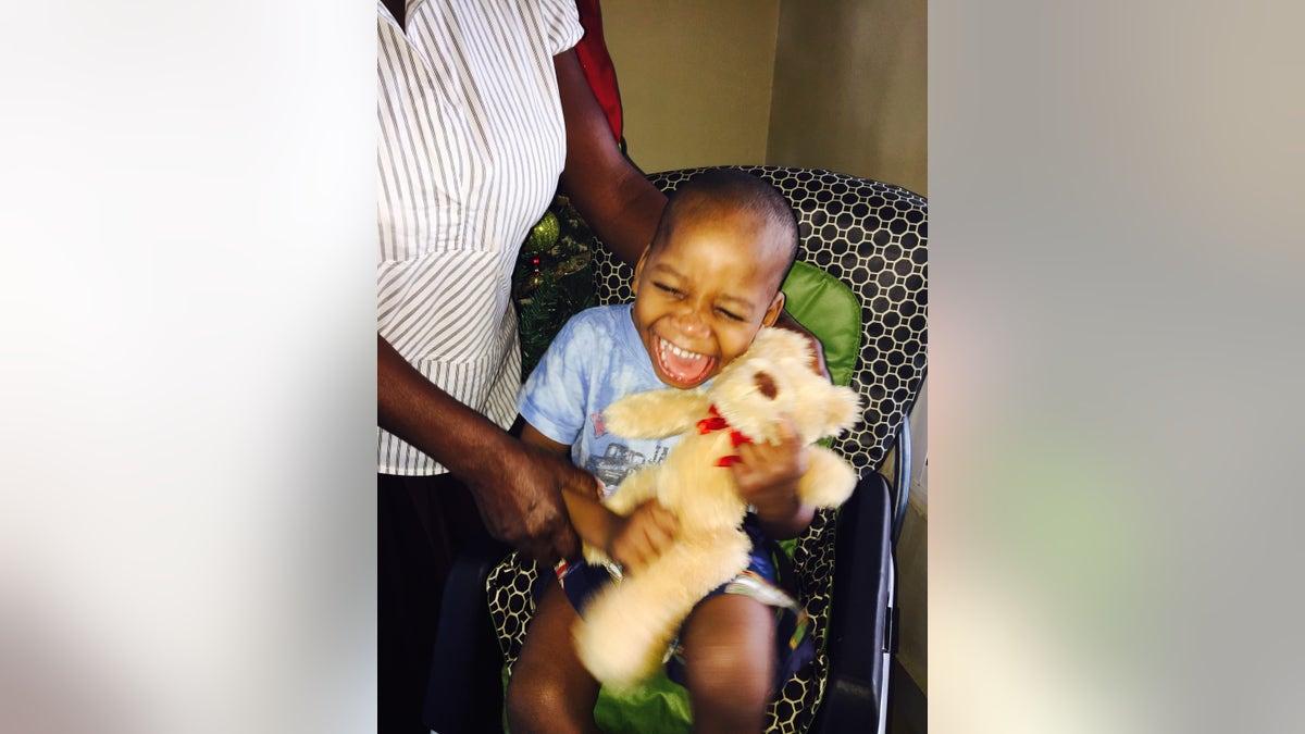 Haitian boy receives teddy bear