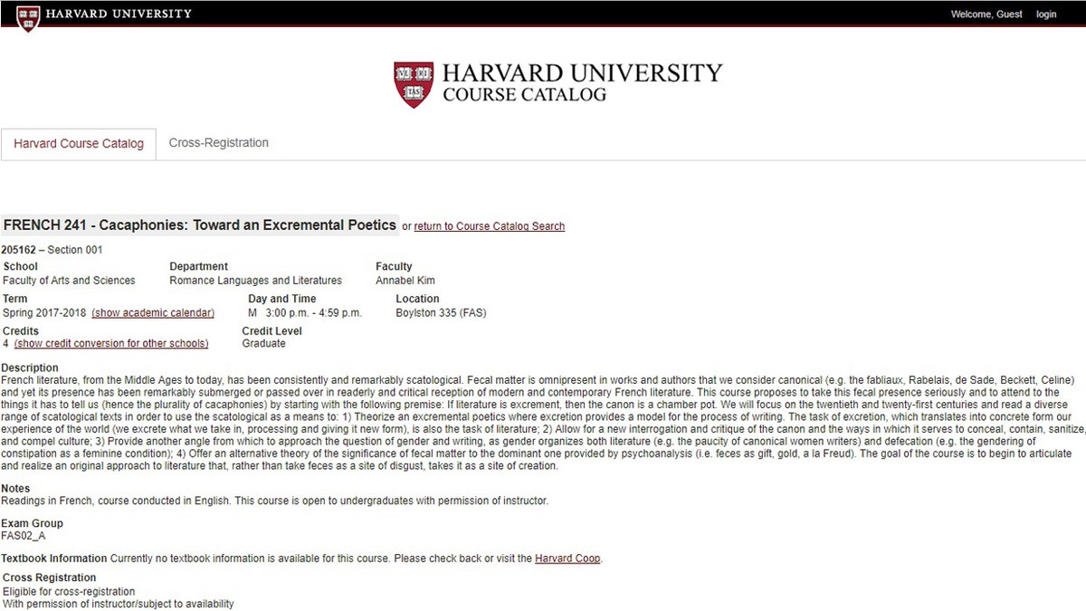 Harvard University Feces Course