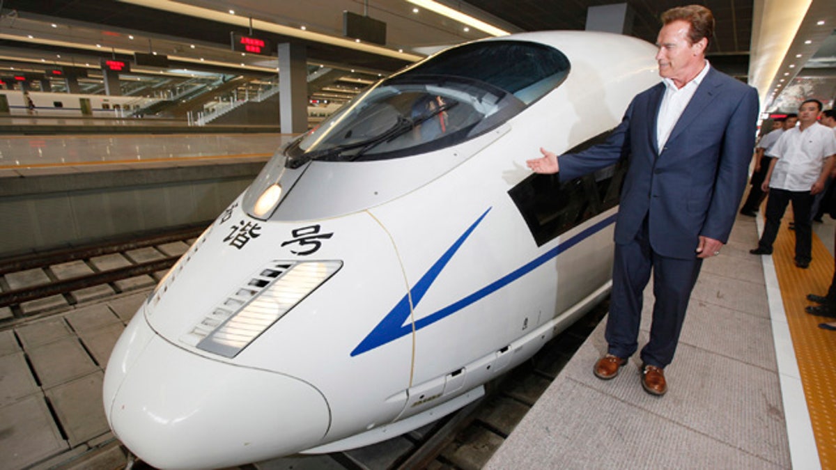 China Schwarzenegger Riding the Rails