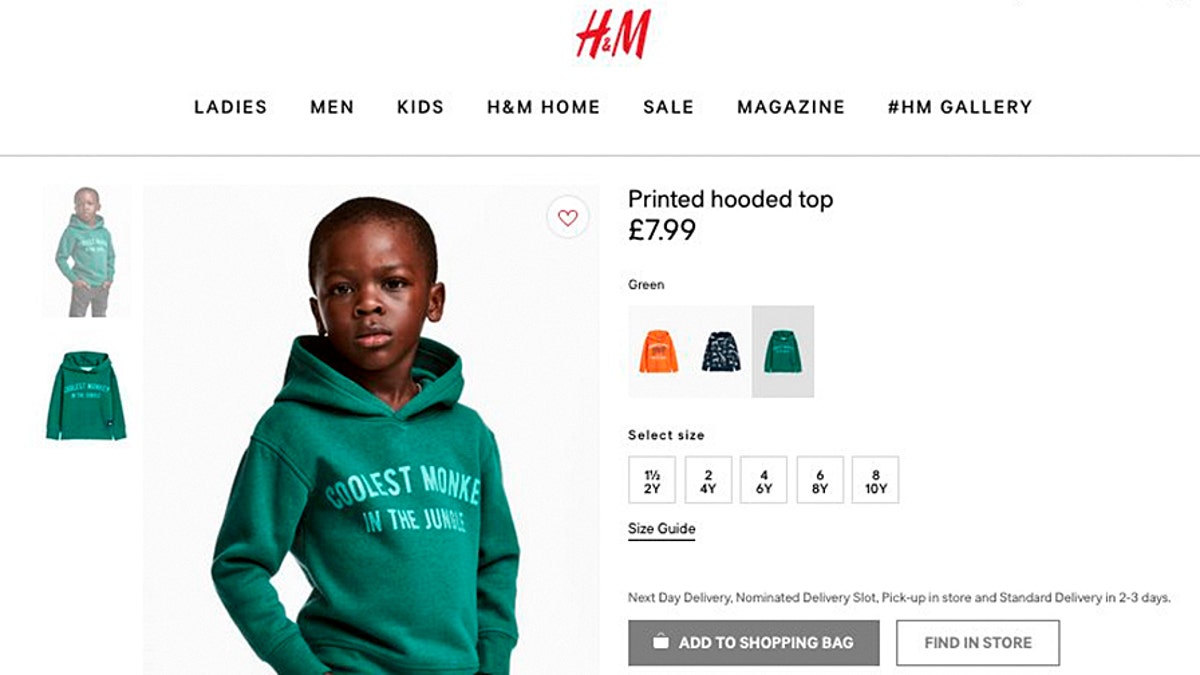 H M apologizes for Coolest Monkey sweatshirt ad featuring black