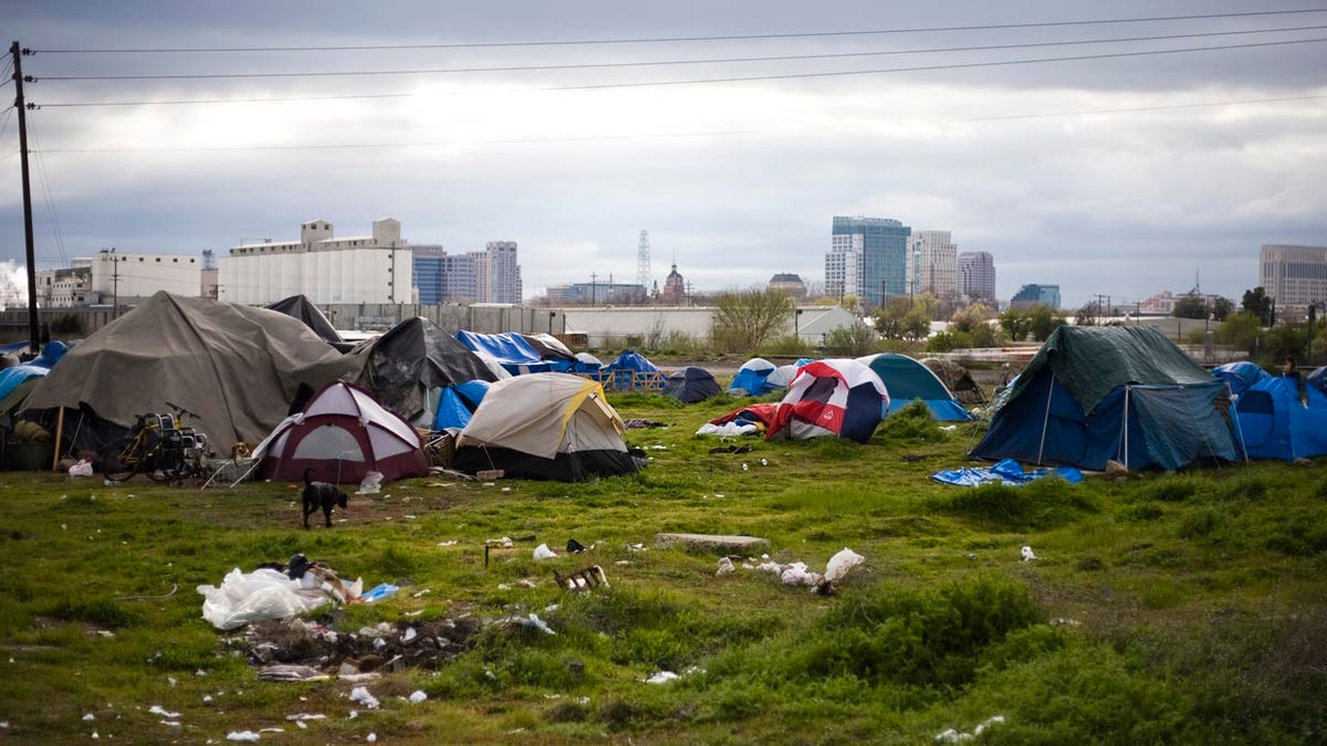A tent city is seen in Sacramento, California March 15, 2009. Sacramento's tent city has seen an increase in population as unemployment numbers grow in the US. (REUTERS/Max Whittaker)