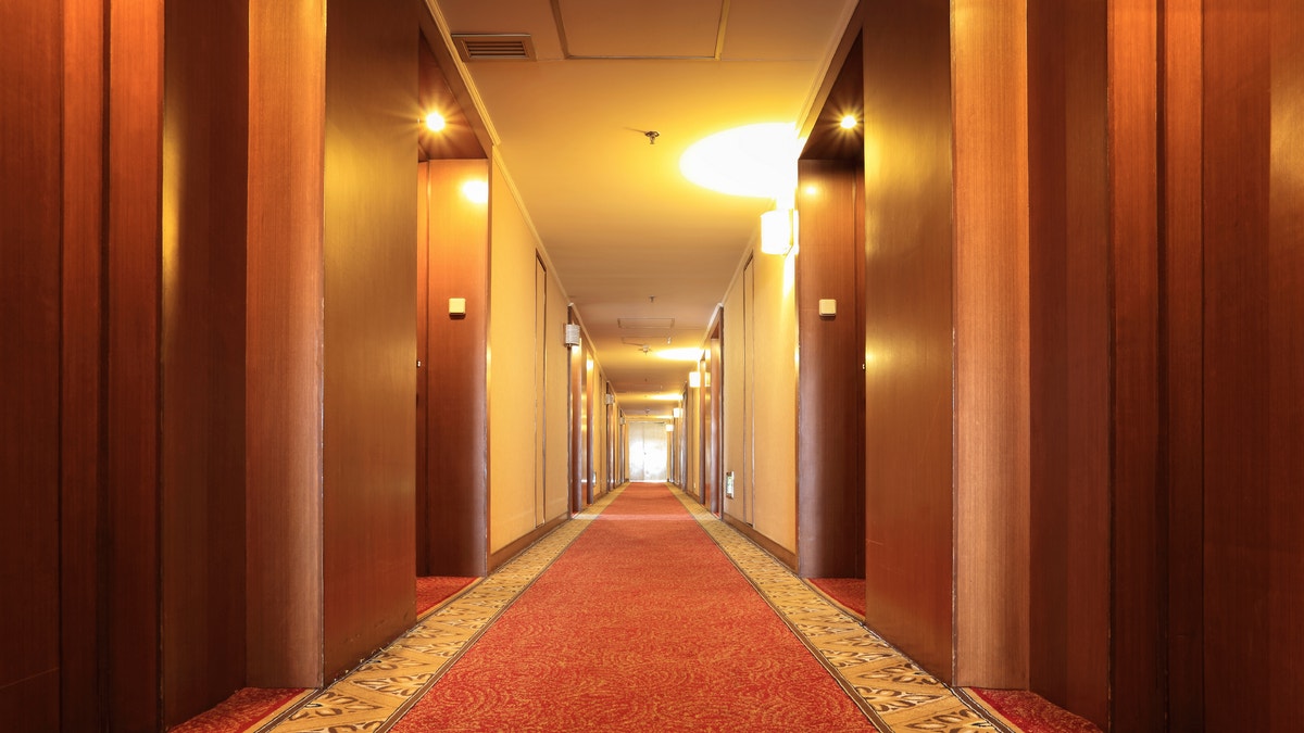 hotel corridor with carpet