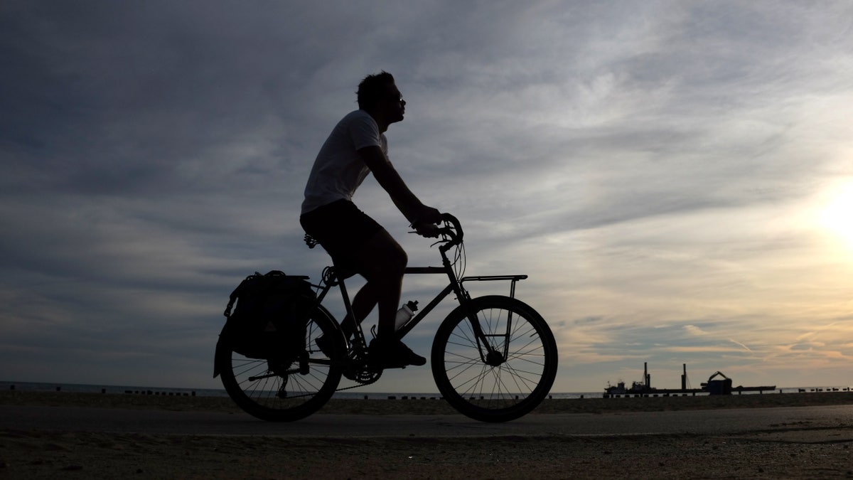 Illinois daily life man on bike