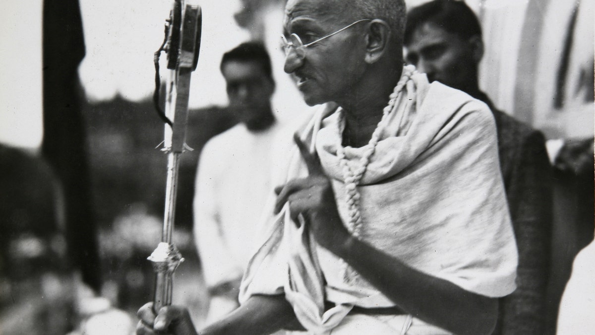 FILE - In this file photo dated 1931, Mahatma Gandhi talks to a crowd in India.  The Indian independence leader who is considered one of historyâs great champions of non-violent struggle, Gandhi was nominated for the Nobel Peace Prize five times, but never won the honor.  Nobel Prizes cannot be changed or revoked, so the judges must put a lot of thought into their selections, with this year's awards due to be announced over the next two weeks. (AP Photo/James A. Mills, FILE)