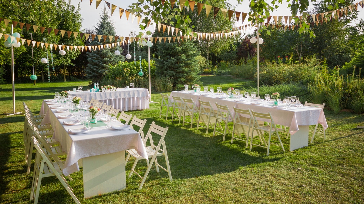 beautiful wedding ceremony in the park