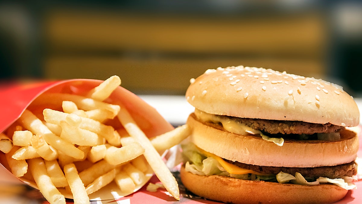 Hamburger and french fries