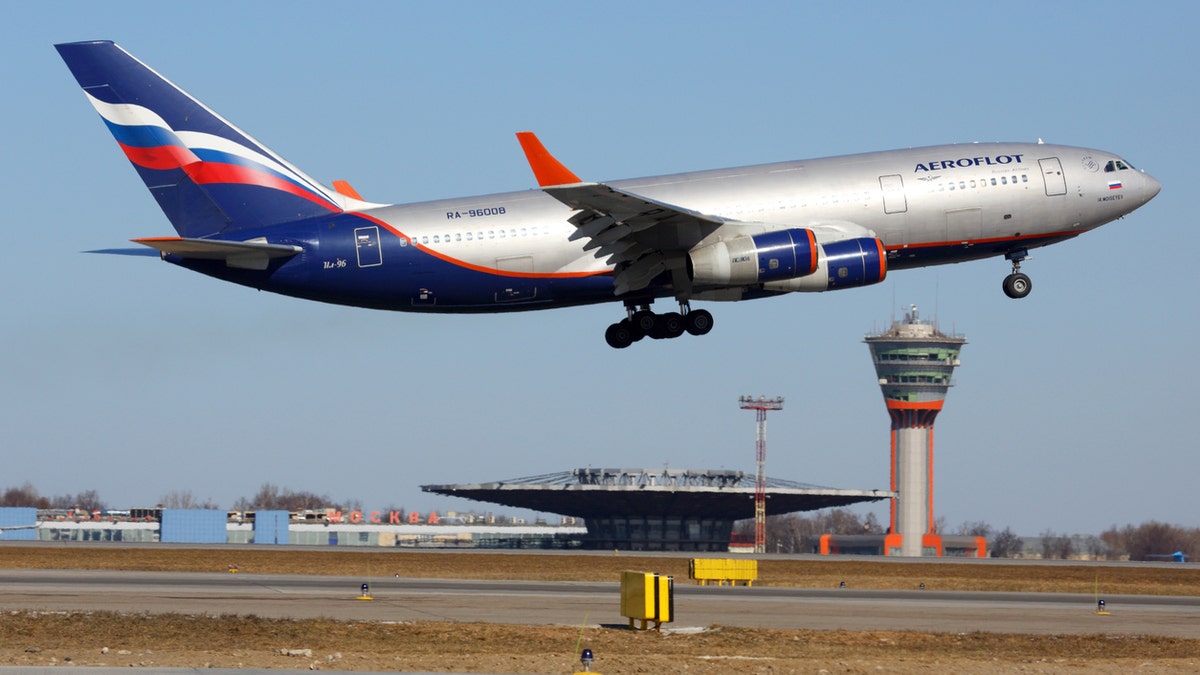 Ilyushin IL-96-300 rotating at Sheremetyevo international airport.