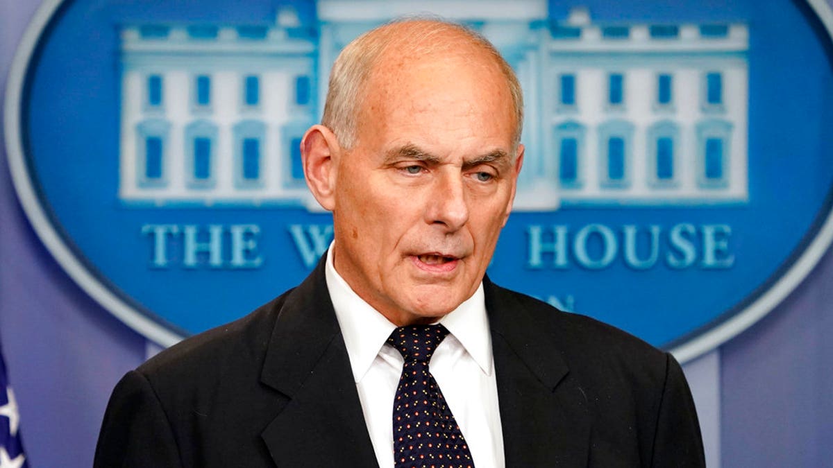 White House Chief of Staff John Kelly speaks to the media during the daily briefing in the Brady Press Briefing Room