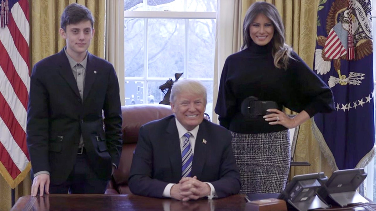 Kyle Kashuv with President Trump and first lady Melania Trump.