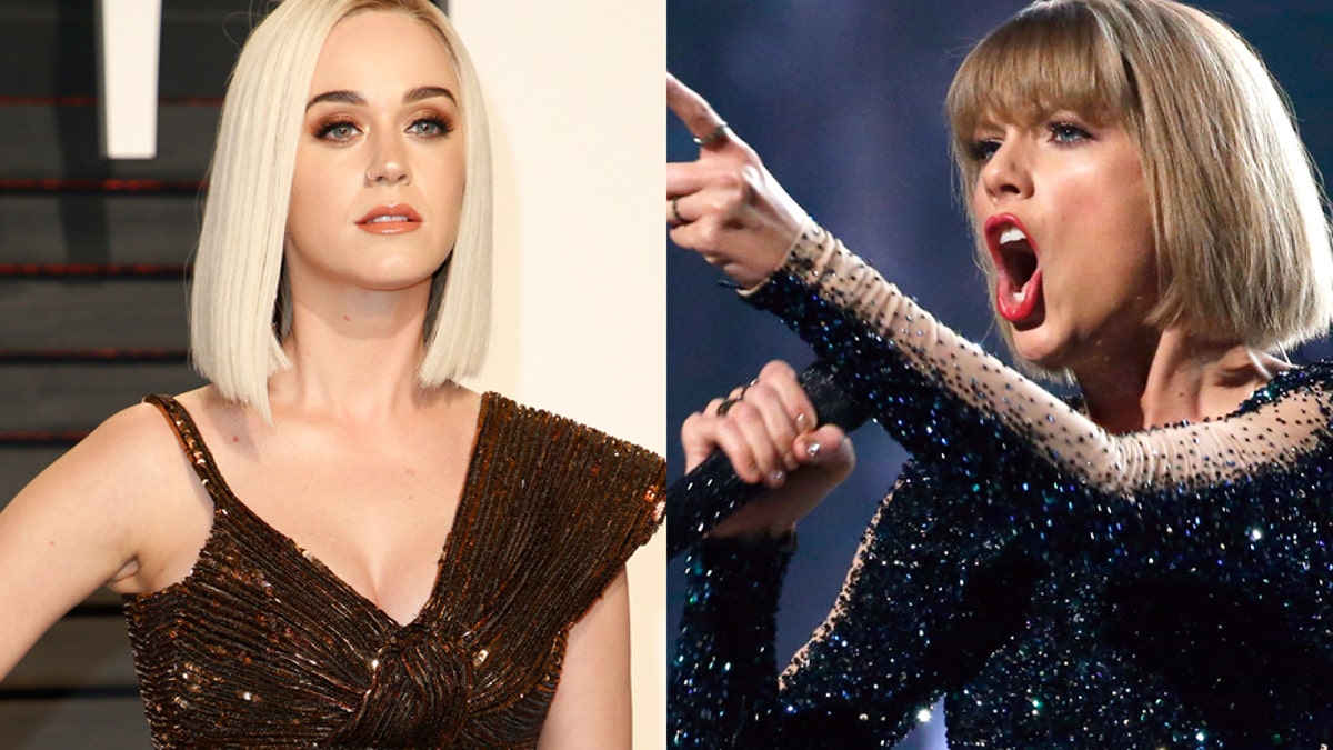 Pop singers Katy Perry (left) and Tylor Swift.