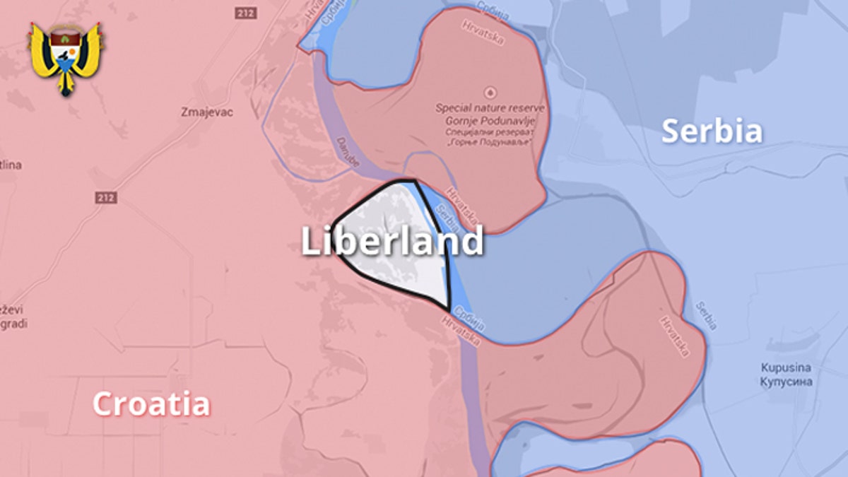 A map showing Liberland's location along the Danube River.