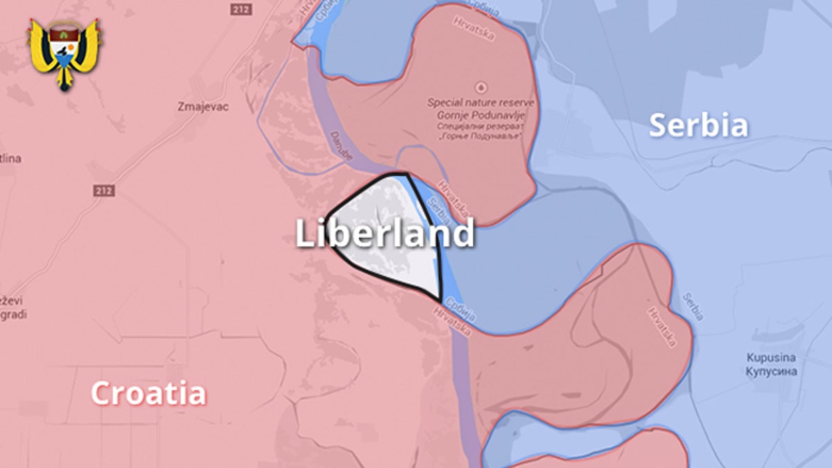 A map showing Liberland's location along the Danube River.