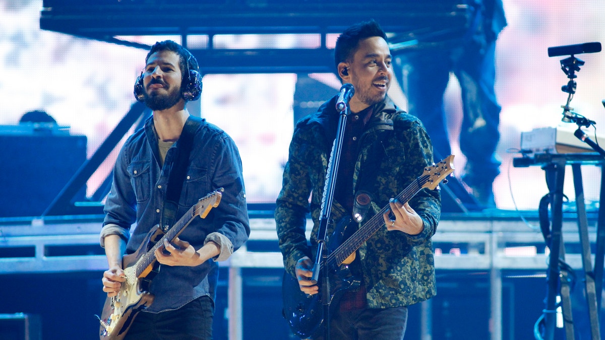 Linkin Park perform during 2012 iHeartRadio Music Festival in Las Vegas.