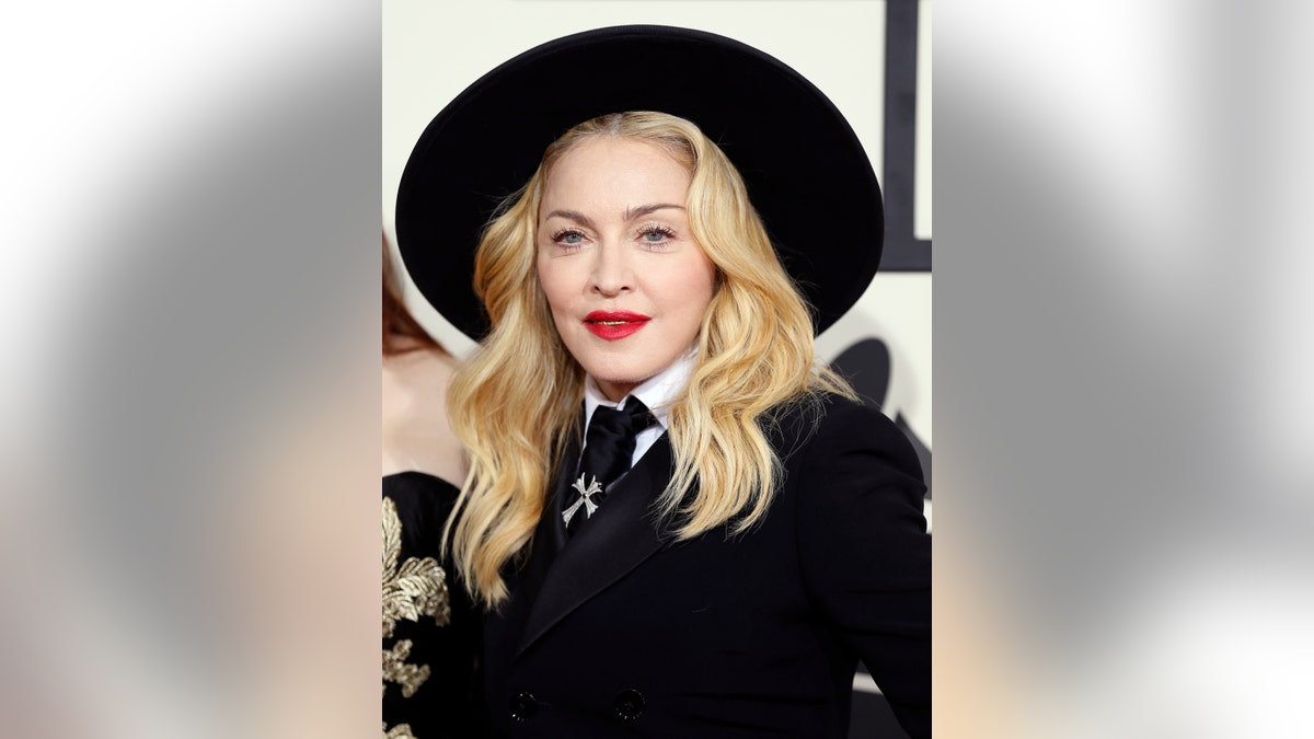 January 26, 2014. Madonna arrives at the 56th annual Grammy Awards in Los Angeles, California.