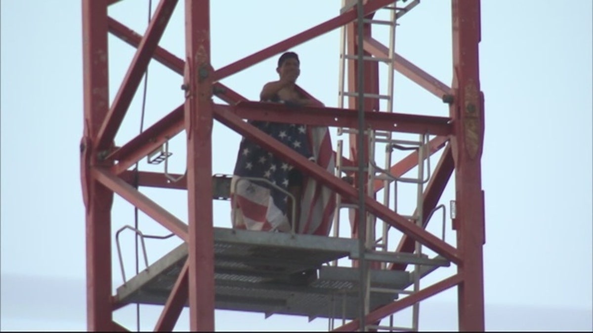 Man with American flag