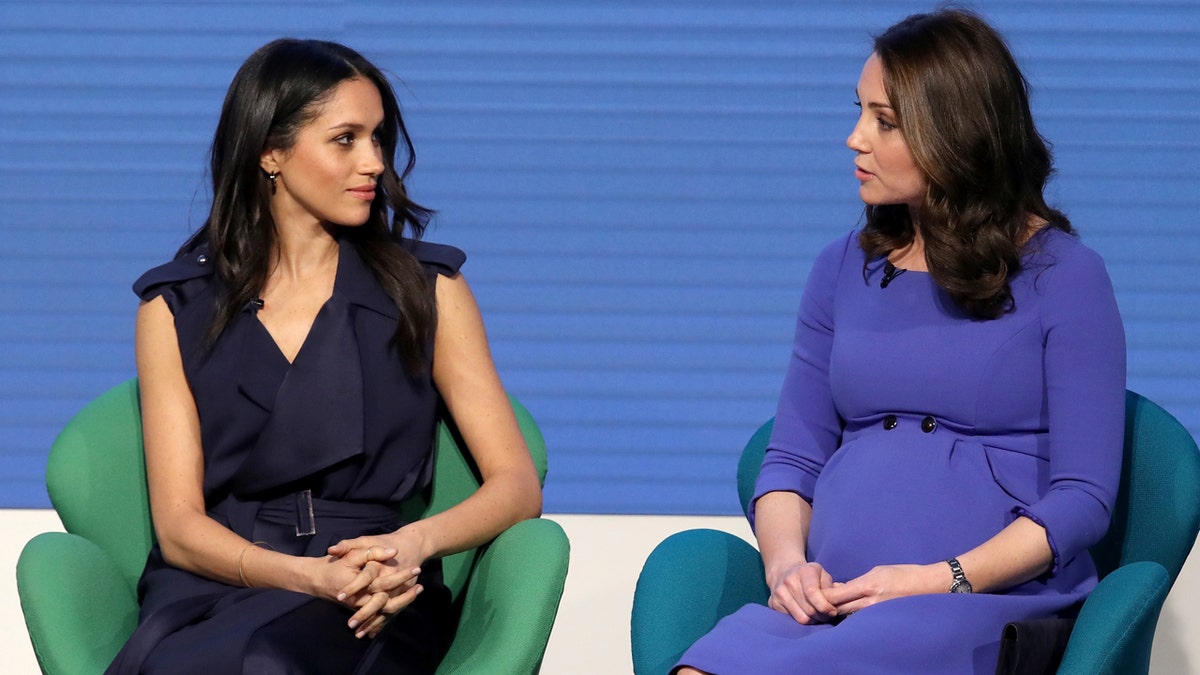 Britain's Catherine, Duchess of Cambridge and Prince Harry's fiancee Meghan Markle attend the first annual Royal Foundation Forum held at Aviva in London, February 28, 2018 . REUTERS/Chris Jackson/Pool - RC14948C5330