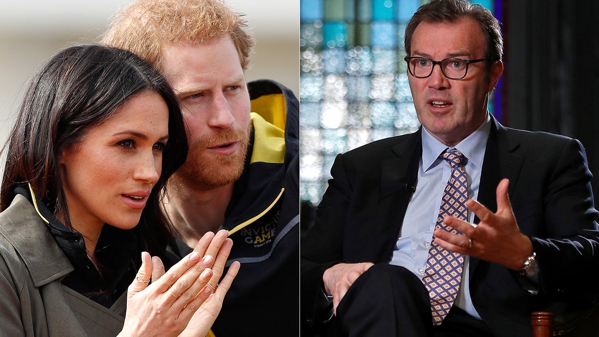 Princess Diana's biographer Andrew Morton, right, previously shared Prince Harry's wedding to Meghan Markle was helping the image of the royal family.