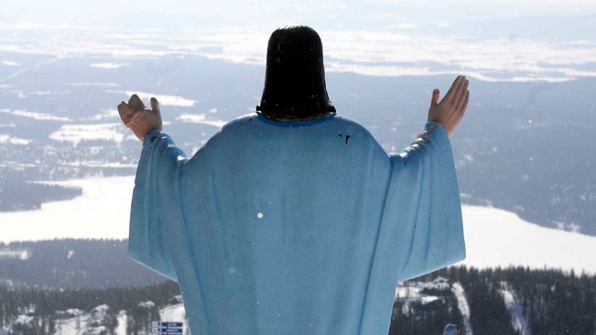 Feb. 20, 201: The statue of Jesus Christ at Whitefish Mountain Resort overlooks Whitefish Lake and the Flathead Valley in Whitefish, Mont. 