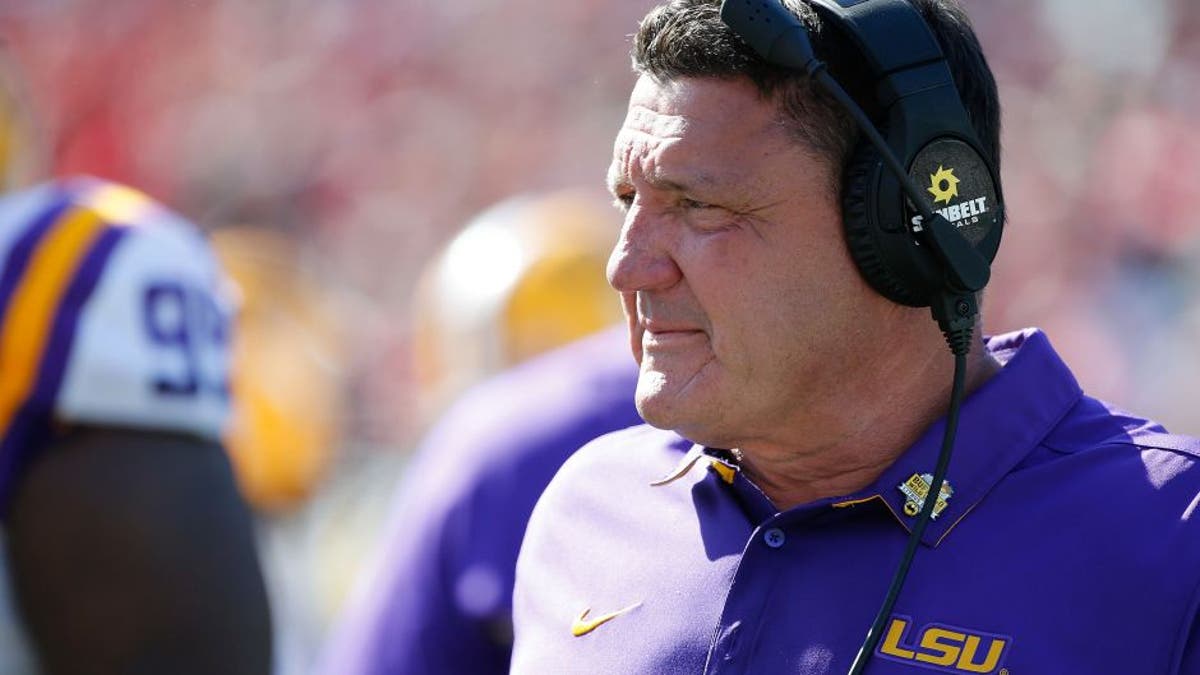 Dec 31, 2016; Orlando , FL, USA; LSU Tigers head coach Ed Orgeron during the second half at Camping World Stadium. LSU Tigers defeated the Louisville Cardinals 29-9. Mandatory Credit: Kim Klement-USA TODAY Sports