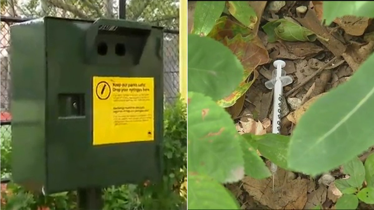 Concerned residents say that the needle drop-off boxes send out mixed messages about drug use.