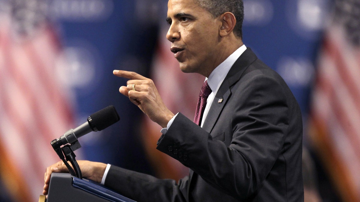 President Barack Obama speaks at the NALEO (National Association of Latino Elected and Appointed Officials) conference, Friday, June 22, 2012, in Lake Buena Vista, Fla. (AP Photo/John Raoux)