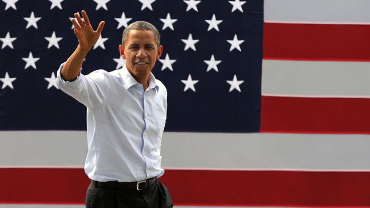 Aug. 18, 2012: President Obama arrives for a campaign event in Rochester, N.H.