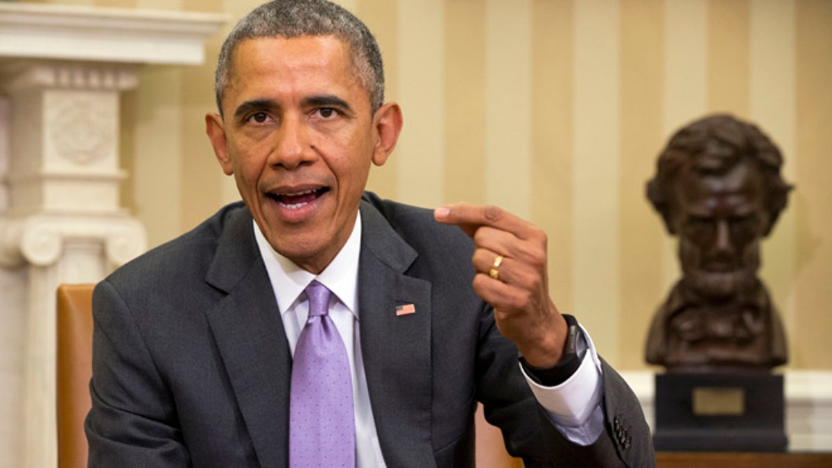 March 3, 2015: President Barack Obama speaks about Iran and Israeli Prime Minister Benjamin Netanyahu&#39;s speech to Congress during a meeting with Defense Secretary Ash Carter in the Oval Office of the White House in Washington.