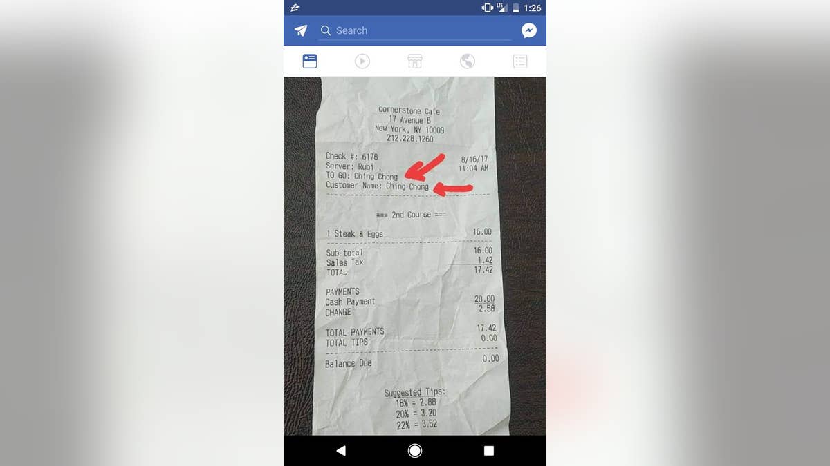 offensive receipt facebook