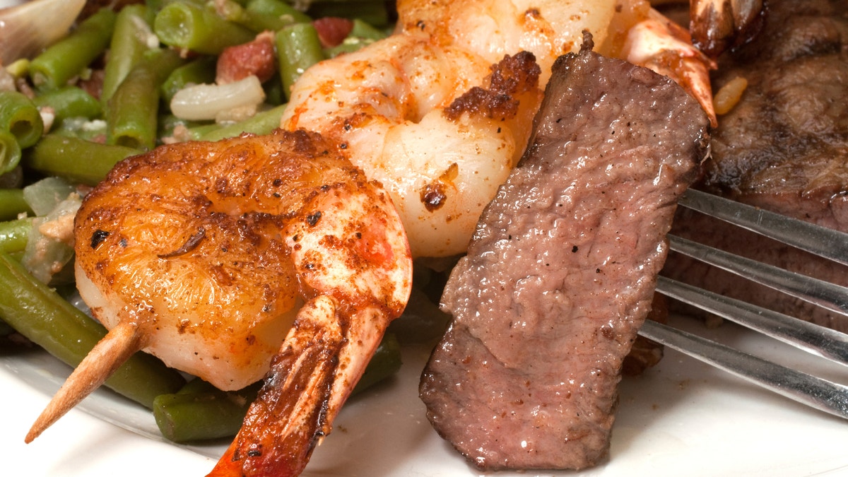Sirloin Steak and Shrimp Closeup