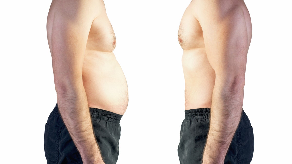 overweight and normal weight man istock