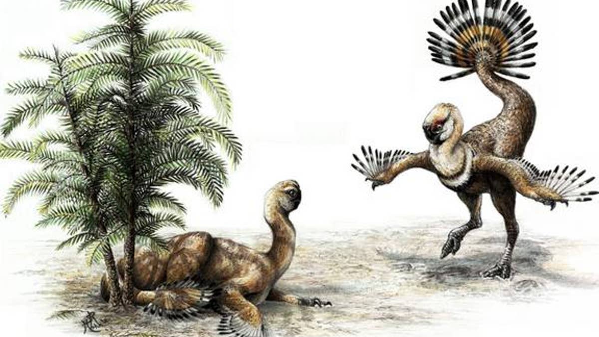 Kocok! Dinosaurus mengayunkan ekornya yang berkedip-kedip untuk merayu pasangannya