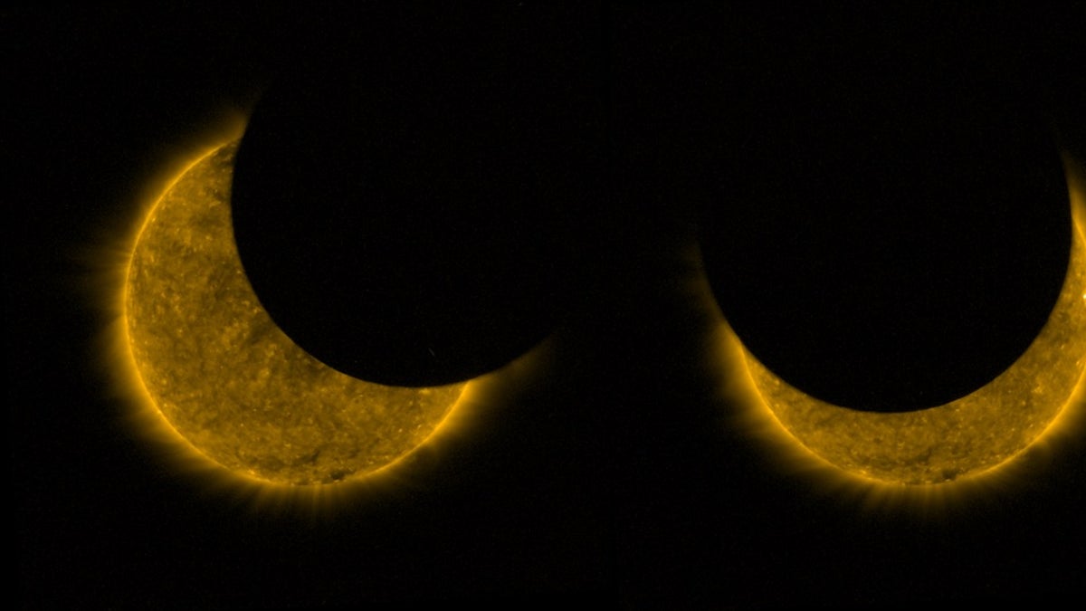 Satellite sees double when snapping solar eclipse pictures from