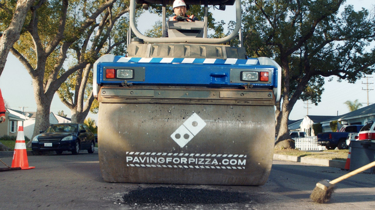 Domino's Paving for Pizza Truck
