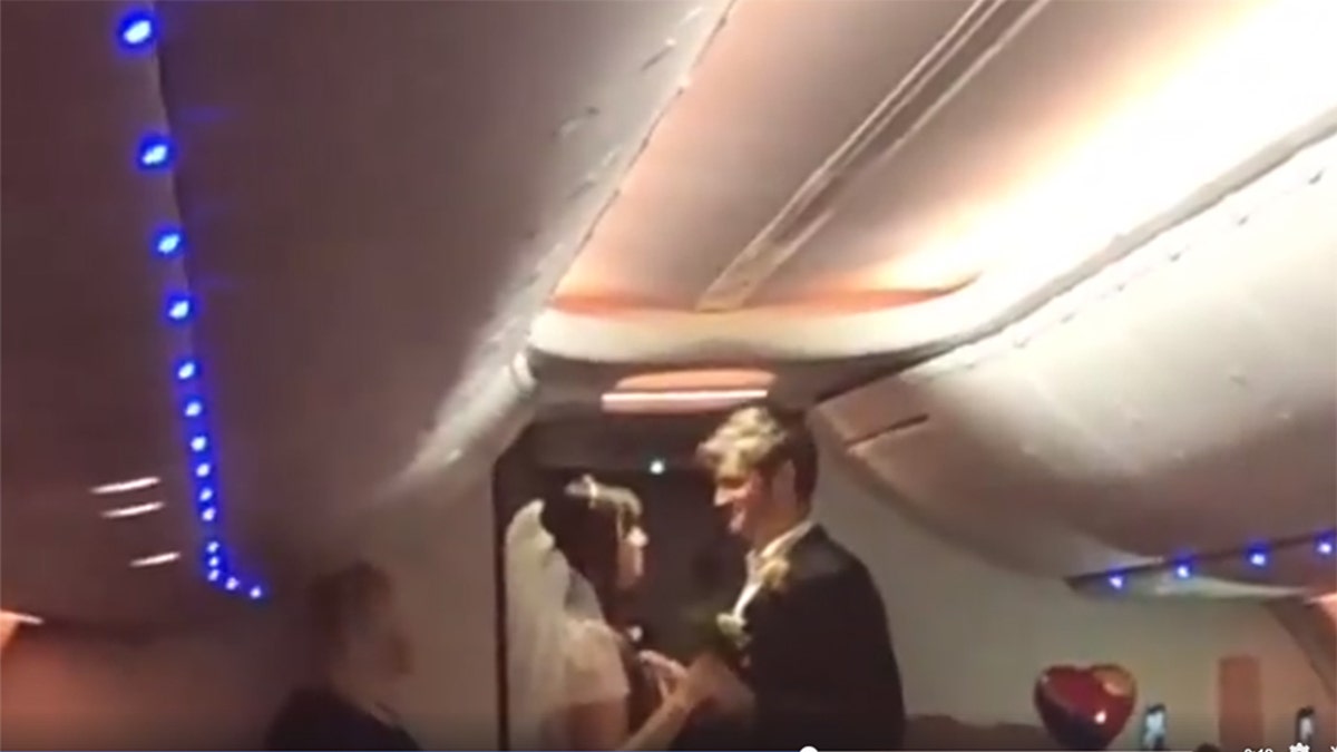 wedding happening on a plane