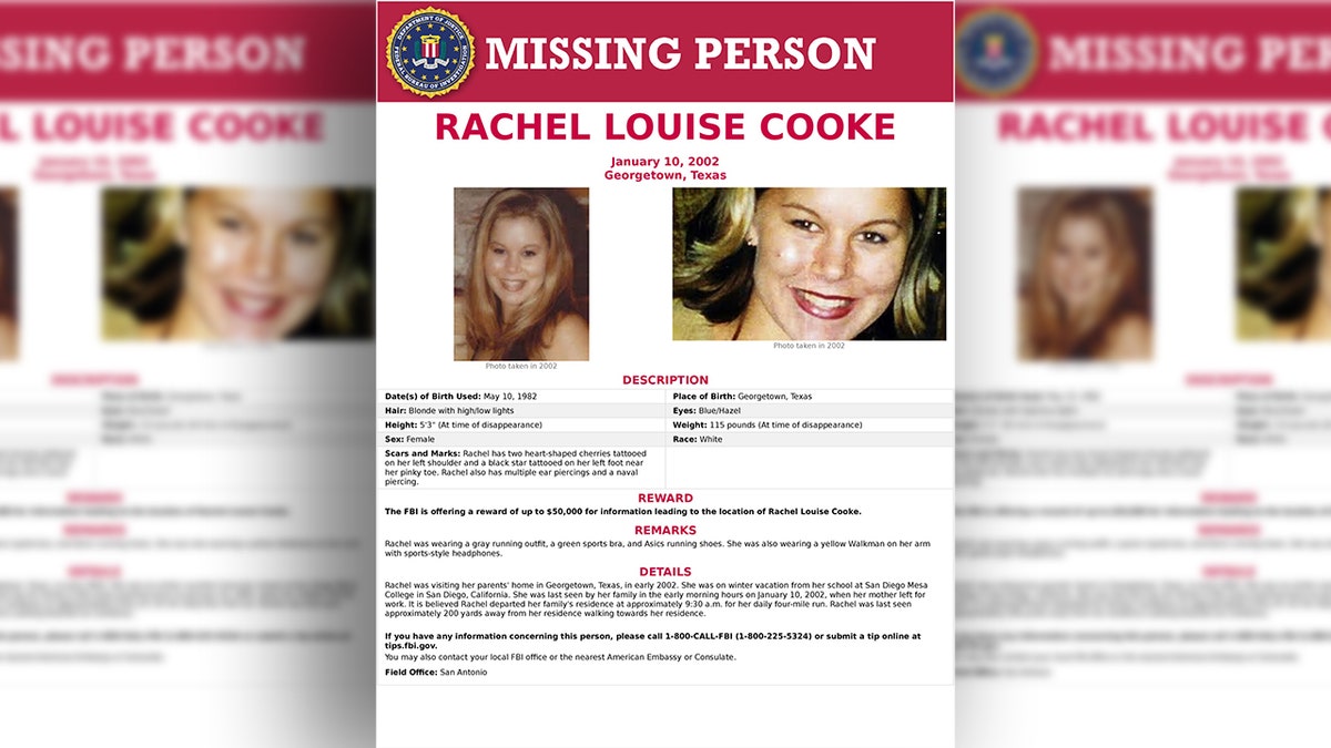 A missing person poster for Rachel Louise Cooke.