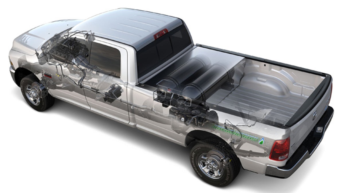 2012 Ram 2500 Heavy Duty CNG with bi-fuel capabilityu2014powered by compressed natural gas or gasoline.