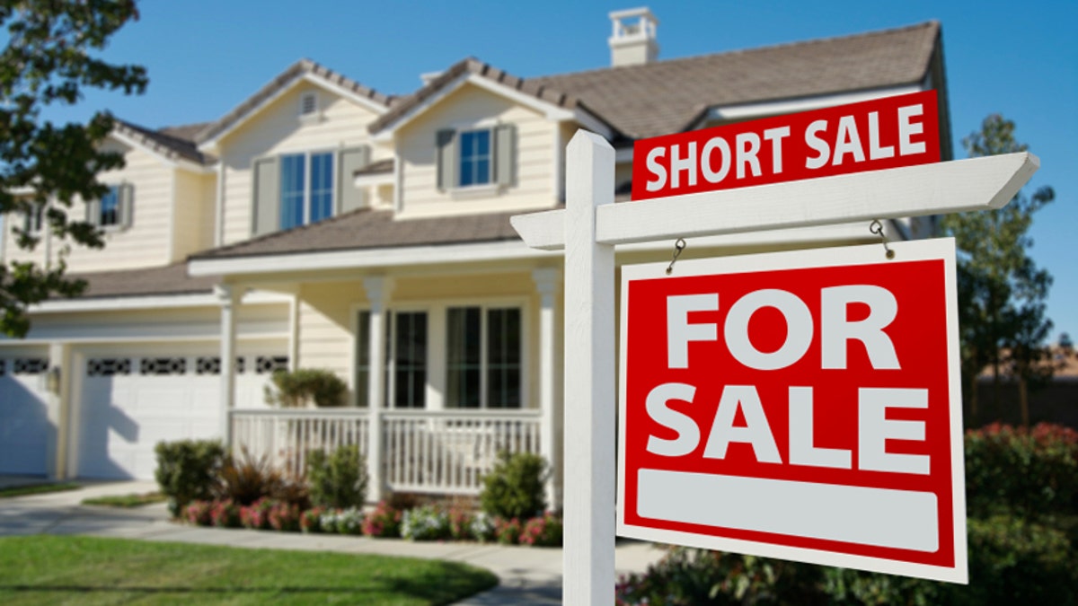 Short Sale Real Estate Sign and House - Right