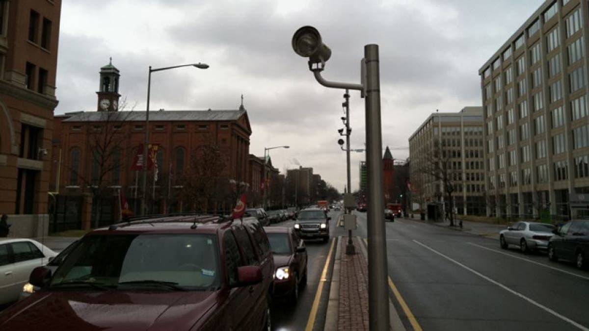 A typical red light camera setup.